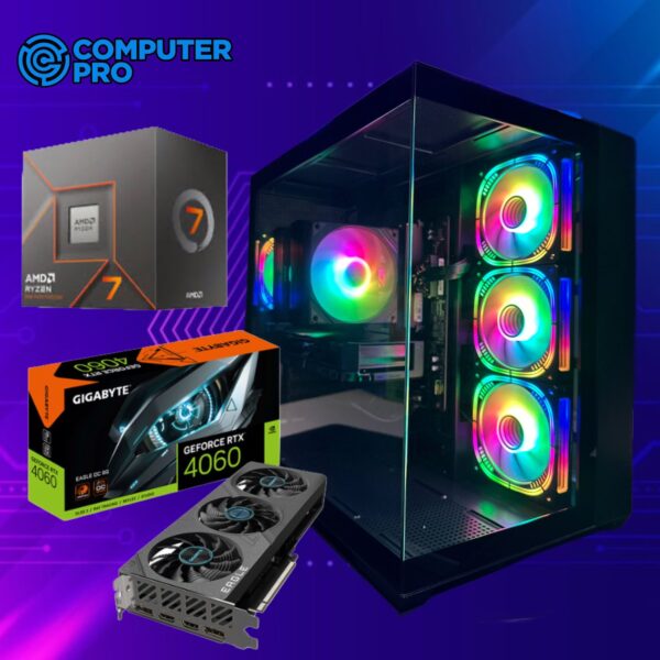 GAMING PC NEBULA PANORAMIC ARGB CORE RYZEN 7 8700F + RTX 4060 8GB