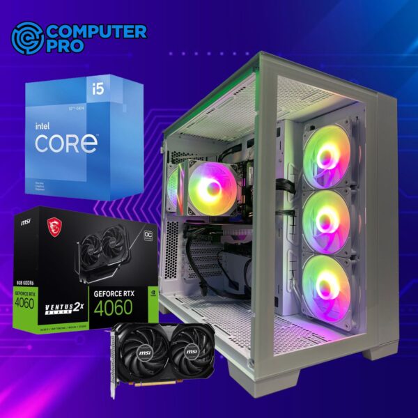 GAMING PC NEBULA AURORA WHITE ARGB CORE I5-12400F+ RTX 4060