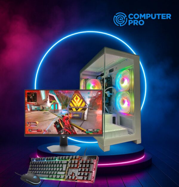 SET GAMING NEBULA FLOW WHITE ARGB + MONITOR MSI G244F E2