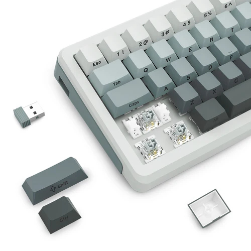 Tastierë Mekanike E-Yooso Z-68 Silverwood Tri-Mode RGB Gradient Gray thumbnail 2
