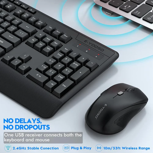 Set Tastiere + Mouse Wireless E-YOOSO E-787 Black thumbnail 2