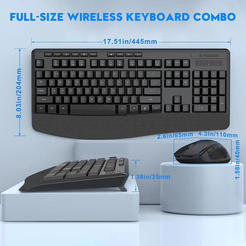 Set Tastiere + Mouse Wireless E-YOOSO E-787 Black thumbnail 3