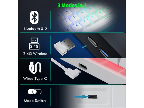 Tastiere Mekanike E-YOOSO Z-11 Tri-Mode RGB Red Switch – White thumbnail 4