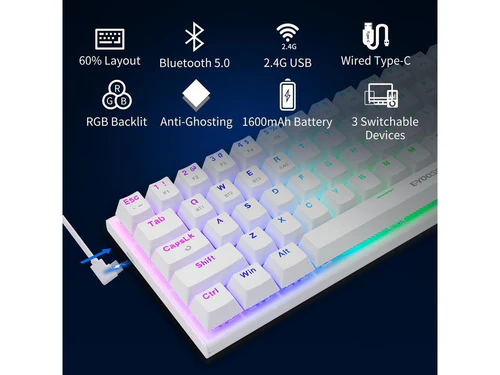 Tastiere Mekanike E-YOOSO Z-11 Tri-Mode RGB Red Switch – White thumbnail 5